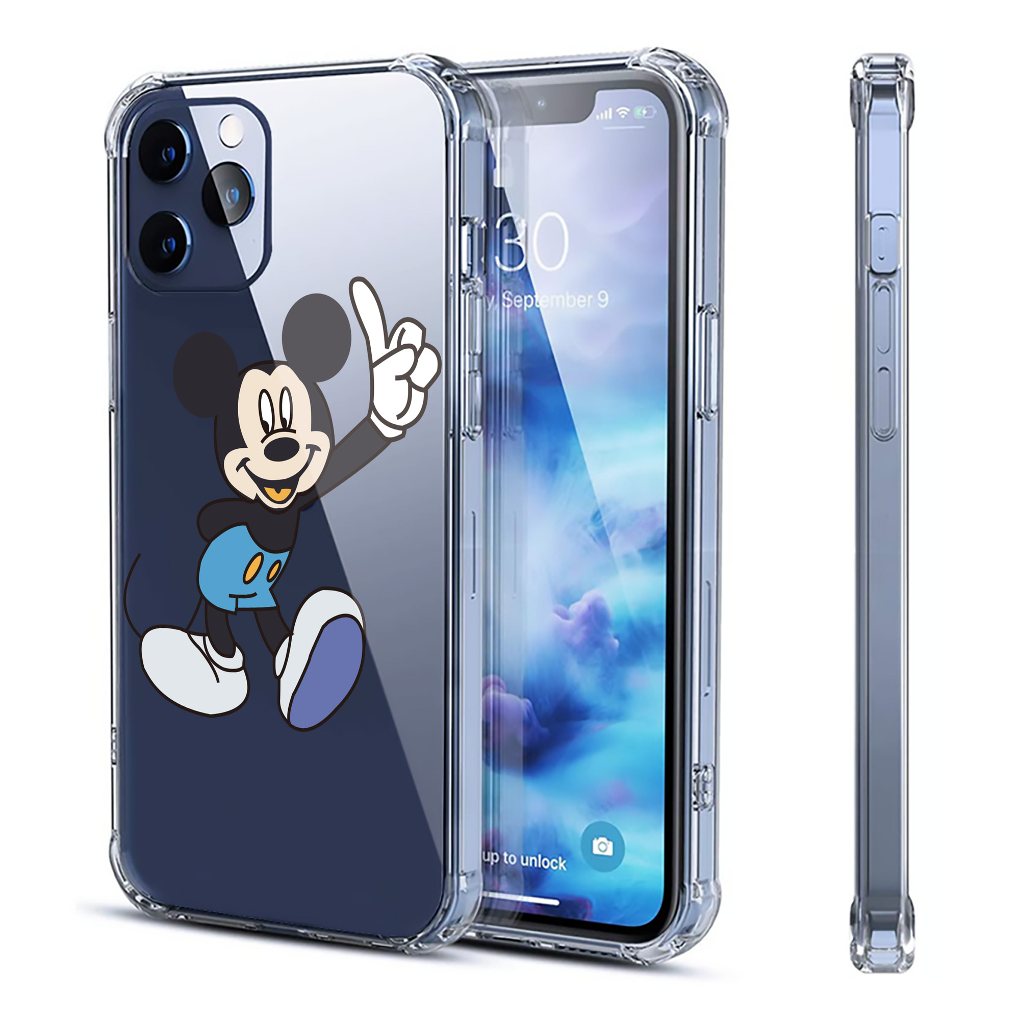 （画像用） ミッキーマウス Mickey Mouse 【iPhone 12シリーズ対応】透明スマホケース（クリアソフトケース）
